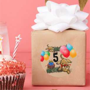 Pegatina Redonda Pegatinas de cumpleaños del leopardo salvaje ultra