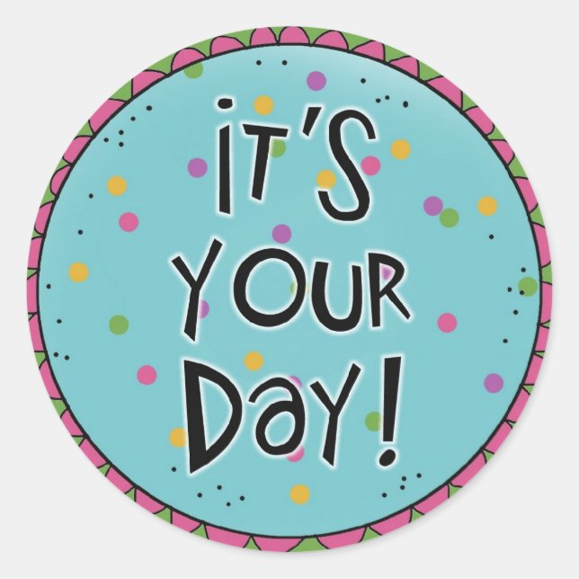 Pegatina Redonda Pegatinas de cumpleaños o Pegatinas de ocasiones e (Anverso)