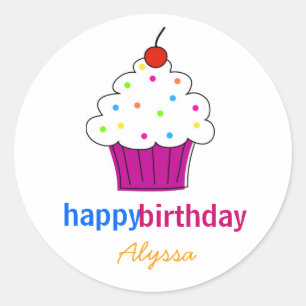Pegatina Redonda Pegatinas de Cupakes Topper