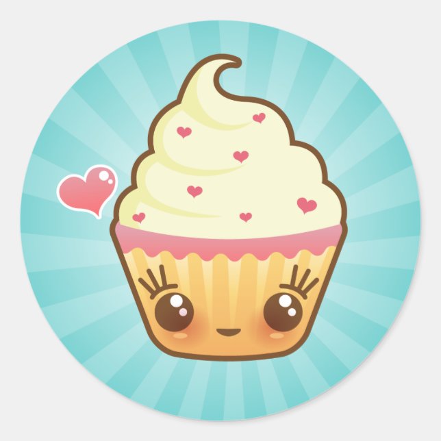 Pegatina Redonda Pegatinas de CuppyCakes Heart (Anverso)