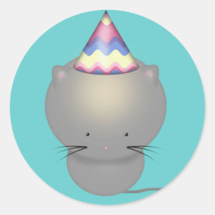 Pegatina Redonda Pegatinas de Cute Birthday Kitten