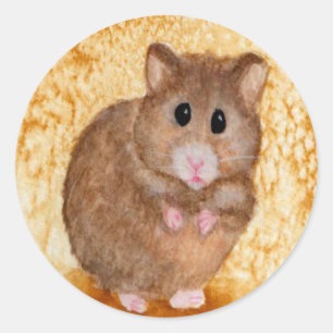 Pegatina Redonda Pegatinas de Cute Fat Hamster