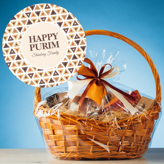 Pegatina Redonda Pegatinas de Cute Hamantaschen Hebreo Happy Purim (Subido por el creador)