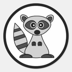 Pegatina Redonda Pegatinas de Cute Personalizado Raccoon