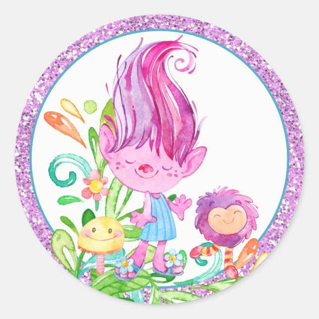 Pegatina Redonda Pegatinas de Cute Troll (Anverso)