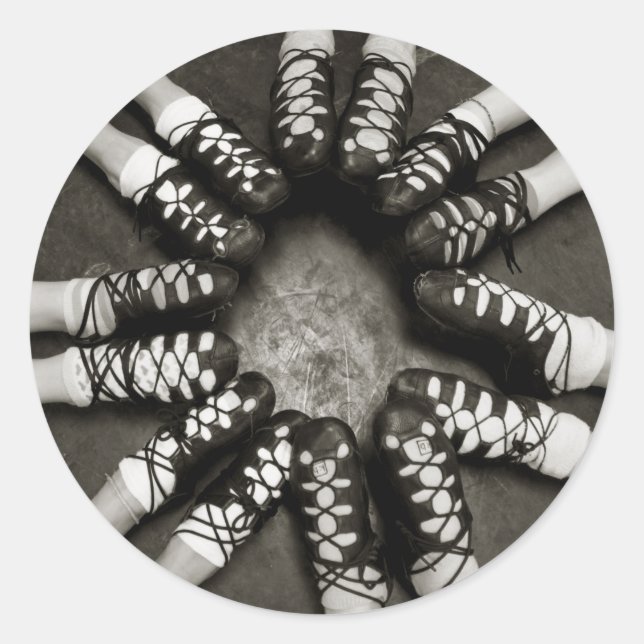 Pegatina Redonda Pegatinas de Dance Ghillies de Irlanda (Anverso)