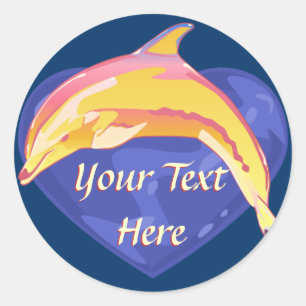 Pegatina Redonda Pegatinas de delfines coloridos