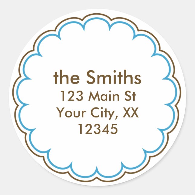 Pegatina Redonda Pegatinas de dirección de vieira en azul (Anverso)