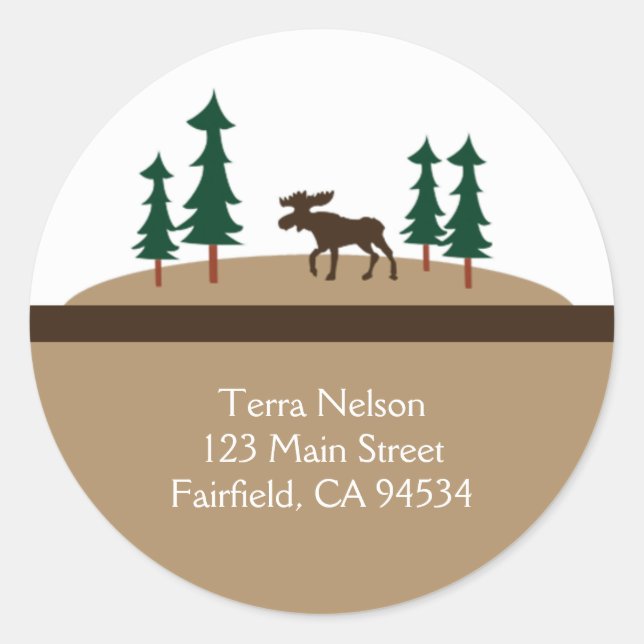 Pegatina Redonda PEGATINAS de direcciones de devolución de lodge ru (Anverso)