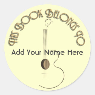 Pegatina Redonda Pegatinas de diseño de logotipo de guitarra acústi