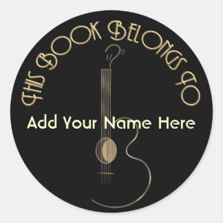 Pegatina Redonda Pegatinas de diseño de logotipo de guitarra acústi