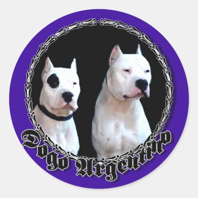 Pegatina Redonda Pegatinas de Dogo Argentino (Anverso)