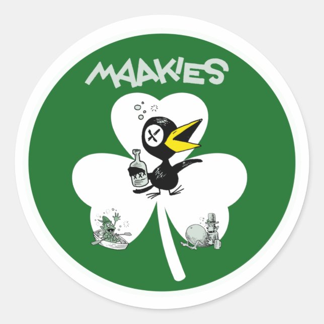 Pegatina Redonda Pegatinas de Drinky Crow (Anverso)