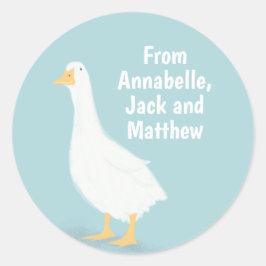 Pegatina Redonda Pegatinas de ducha de bebé de pato Dune chica de n