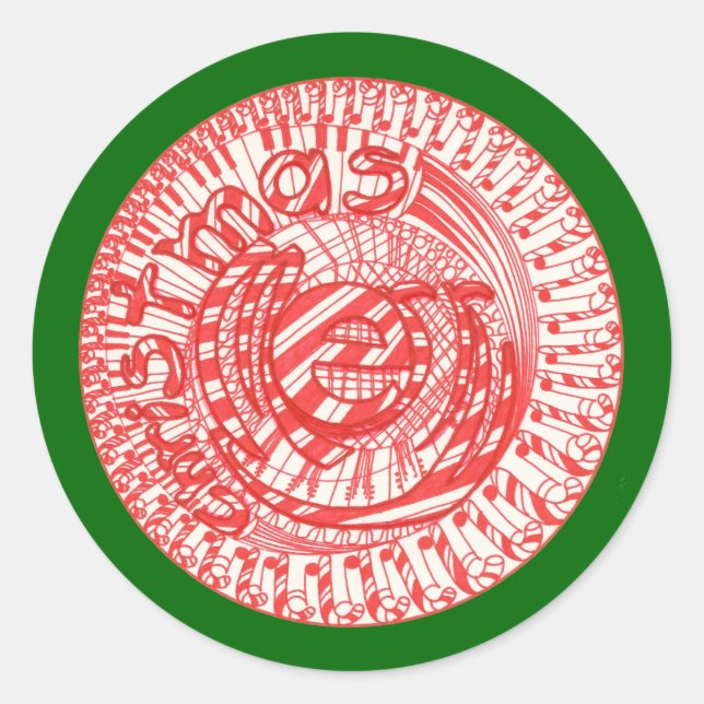 Pegatina Redonda Pegatinas de dulces de Navidad (Anverso)