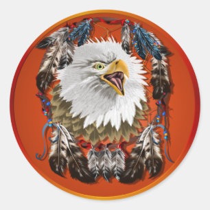 Pegatina Redonda Pegatinas de Eagle Dreamcatcher