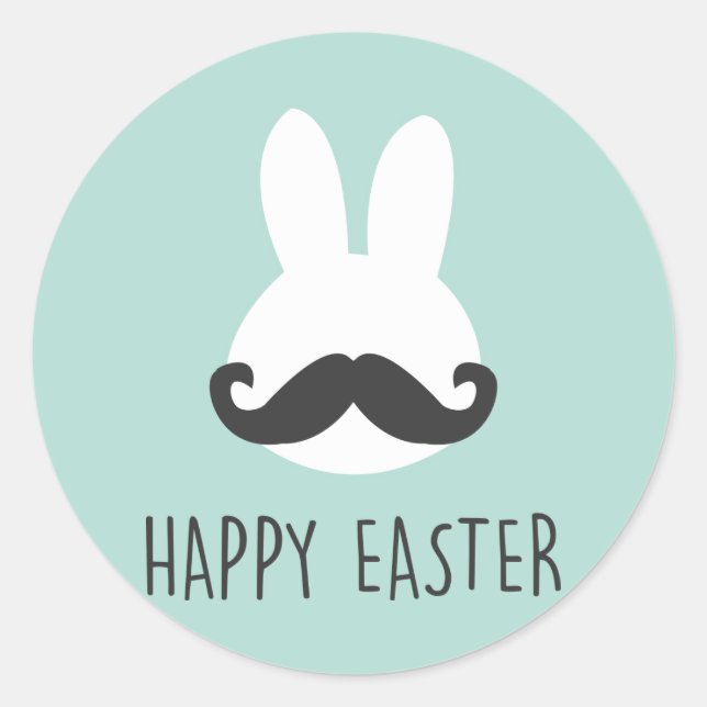 Pegatina Redonda Pegatinas de Easter Bunny Mustache (Anverso)