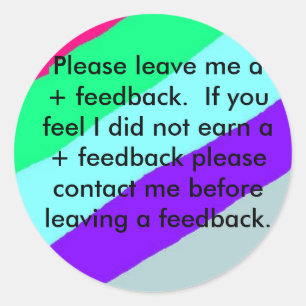 Pegatina Redonda Pegatinas de Ebay Feedback. Dejar comentarios