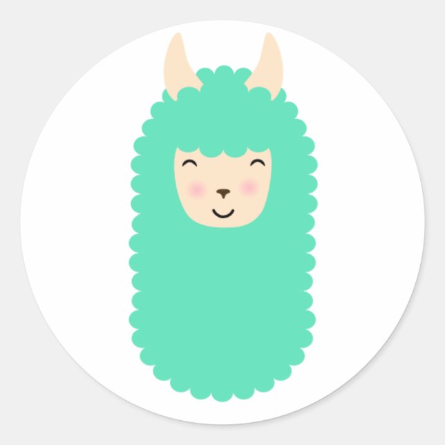 Pegatina Redonda Pegatinas de Emoji de Llama Feliz (Anverso)