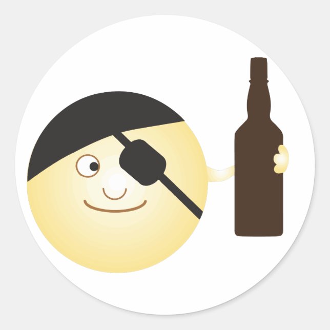 Pegatina Redonda Pegatinas de Emoji pirata que aman a Rum (Anverso)