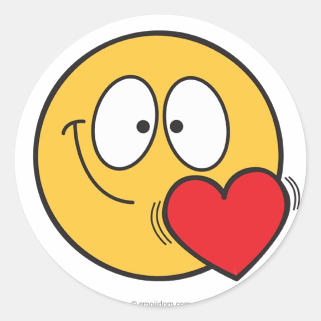 Pegatina Redonda Pegatinas de Emojidom con corazón (Anverso)