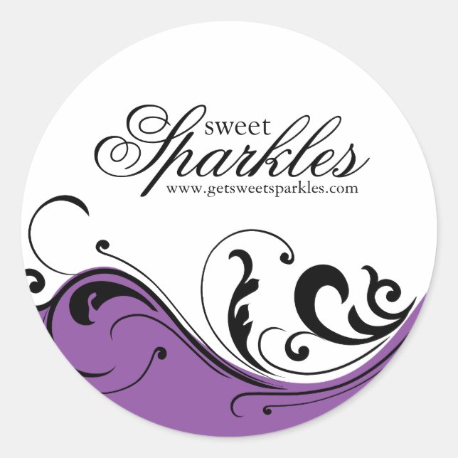 Pegatina Redonda Pegatinas de empaquetado de la voluta elegante (Anverso)