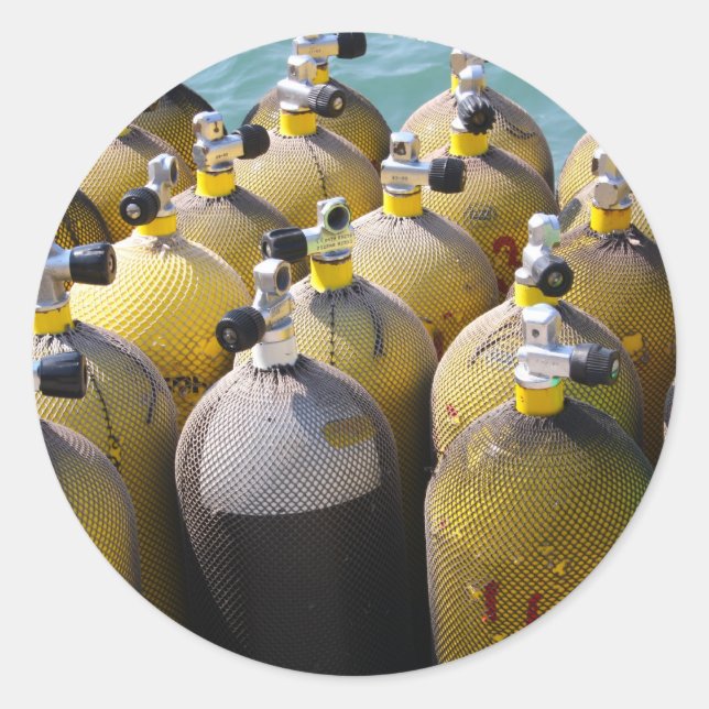 Pegatina Redonda Pegatinas de equipos de buceo de Scuba (Anverso)