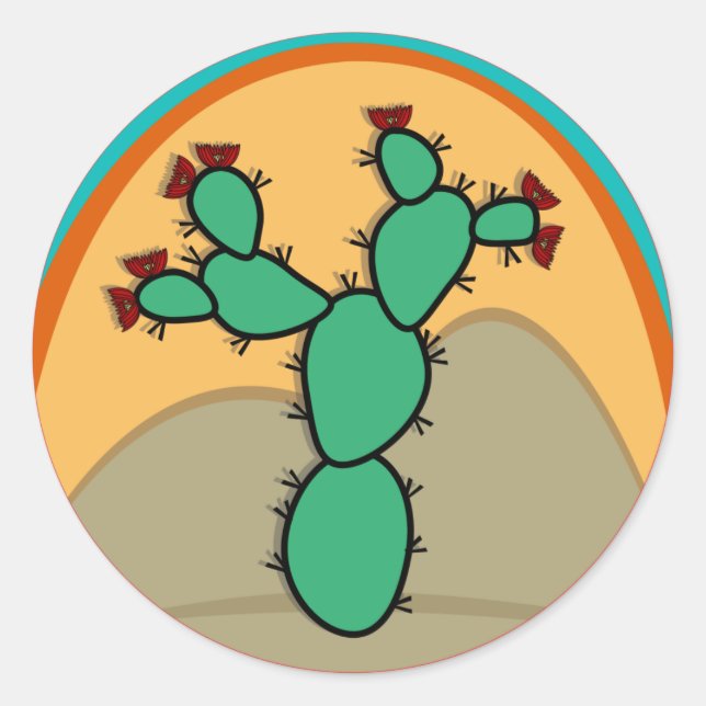 Pegatina Redonda Pegatinas de escena del suroeste (Anverso)