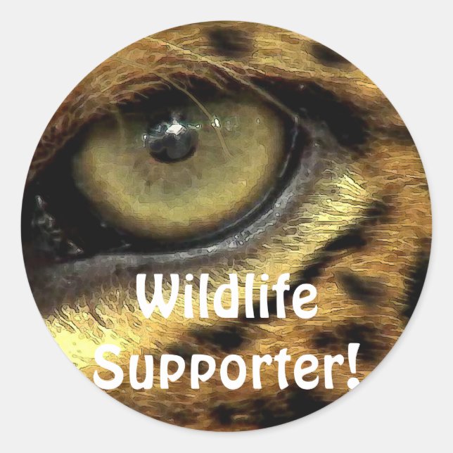 Pegatina Redonda Pegatinas de especies amenazadas de Jaguar (Anverso)