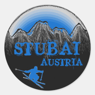 Pegatina Redonda Pegatinas de esquí azul Stubai Austria