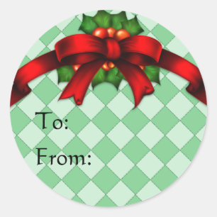 Pegatina Redonda Pegatinas de etiquetas de doblado rojo y regalo ho