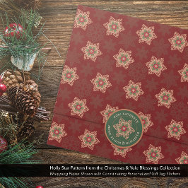 Pegatina Redonda Pegatinas de etiquetas de regalo verde de estrella