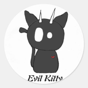 Pegatina Redonda Pegatinas de Evil Kitty