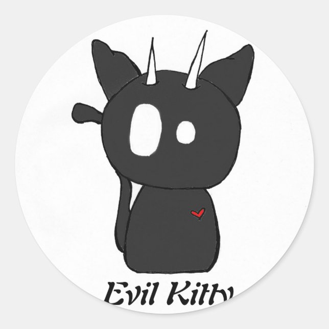 Pegatina Redonda Pegatinas de Evil Kitty (Anverso)