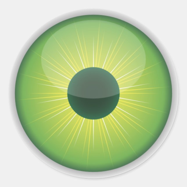Pegatina Redonda Pegatinas de Eyeball de Halloween Verdes (Anverso)