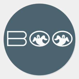 Pegatina Redonda Pegatinas de Fantasía en Halloween, azules y blanc