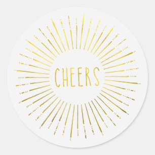 Pegatina Redonda Pegatinas de Faux Gold Cheers