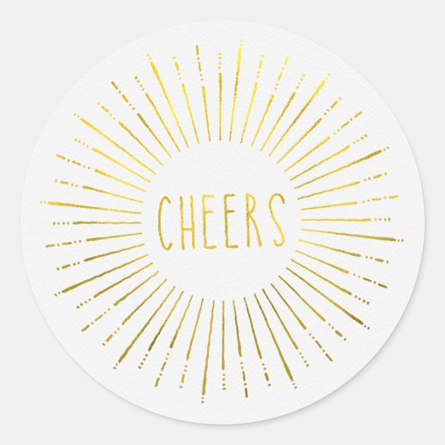 Pegatina Redonda Pegatinas de Faux Gold Cheers (Anverso)