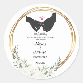 Pegatina Redonda Pegatinas de favor de Nikkah