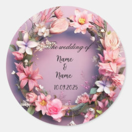 Pegatina Redonda Pegatinas de favor floral