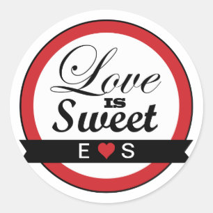 Pegatina Redonda Pegatinas de Favor Rojo y Negro