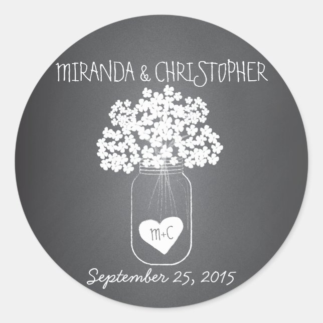 Pegatina Redonda Pegatinas de favores personalizados de Chalkboard  (Anverso)