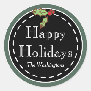 Pegatina Redonda Pegatinas de Felices Fiestas