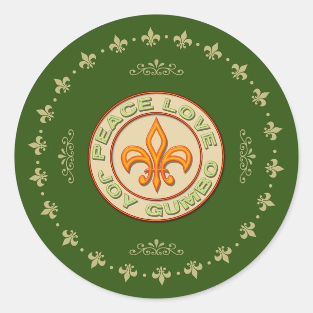 Pegatina Redonda Pegatinas de feriado de Peace Love Joy Gumbo (Anverso)
