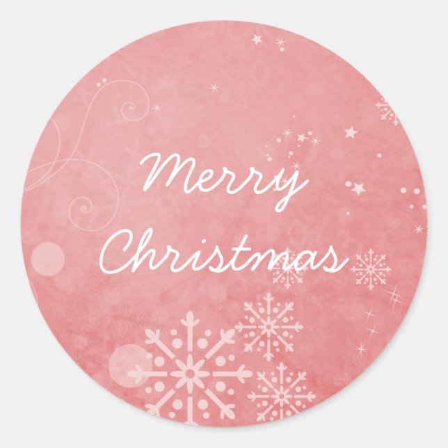Pegatina Redonda Pegatinas de feriado Red Snowflake Swirls (Anverso)