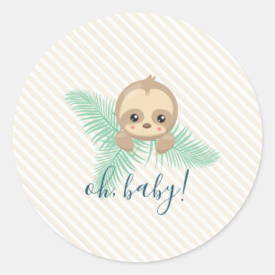 Pegatina Redonda Pegatinas de Fiestas de Baby Shower de la ranura p