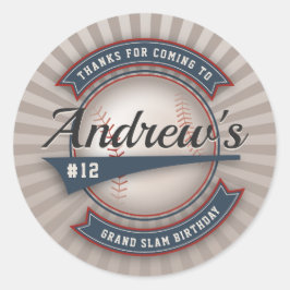 Pegatina Redonda Pegatinas de Fiestas de Béisbol de época