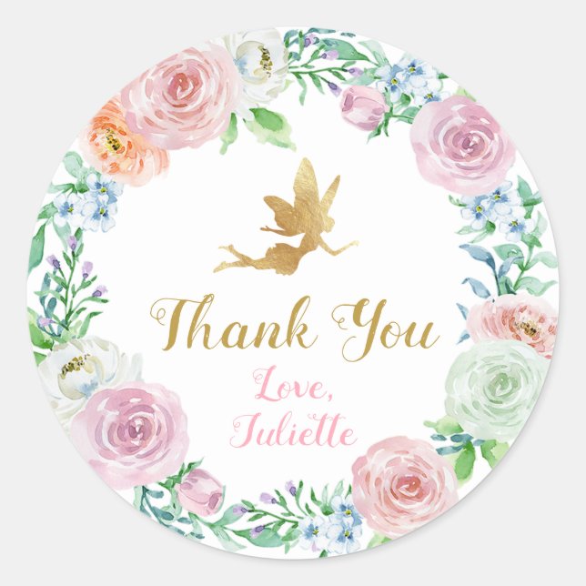 Pegatina Redonda Pegatinas de Fiestas de hadas, favor de Pegatinas (Anverso)