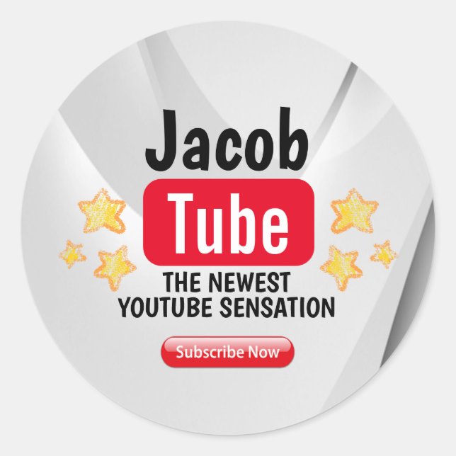 Pegatina Redonda Pegatinas de Fiestas de You Tube de cumpleaños (Anverso)