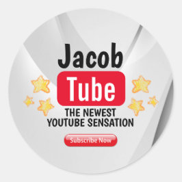 Pegatina Redonda Pegatinas de Fiestas de You Tube de cumpleaños